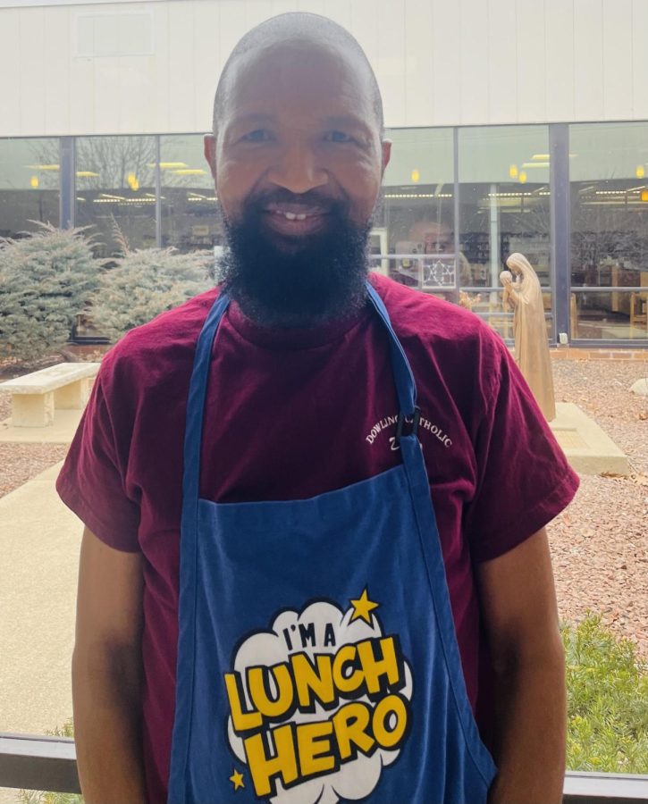 Dolo, pictured in the DCHS cafeteria, is truly a lunch hero. 