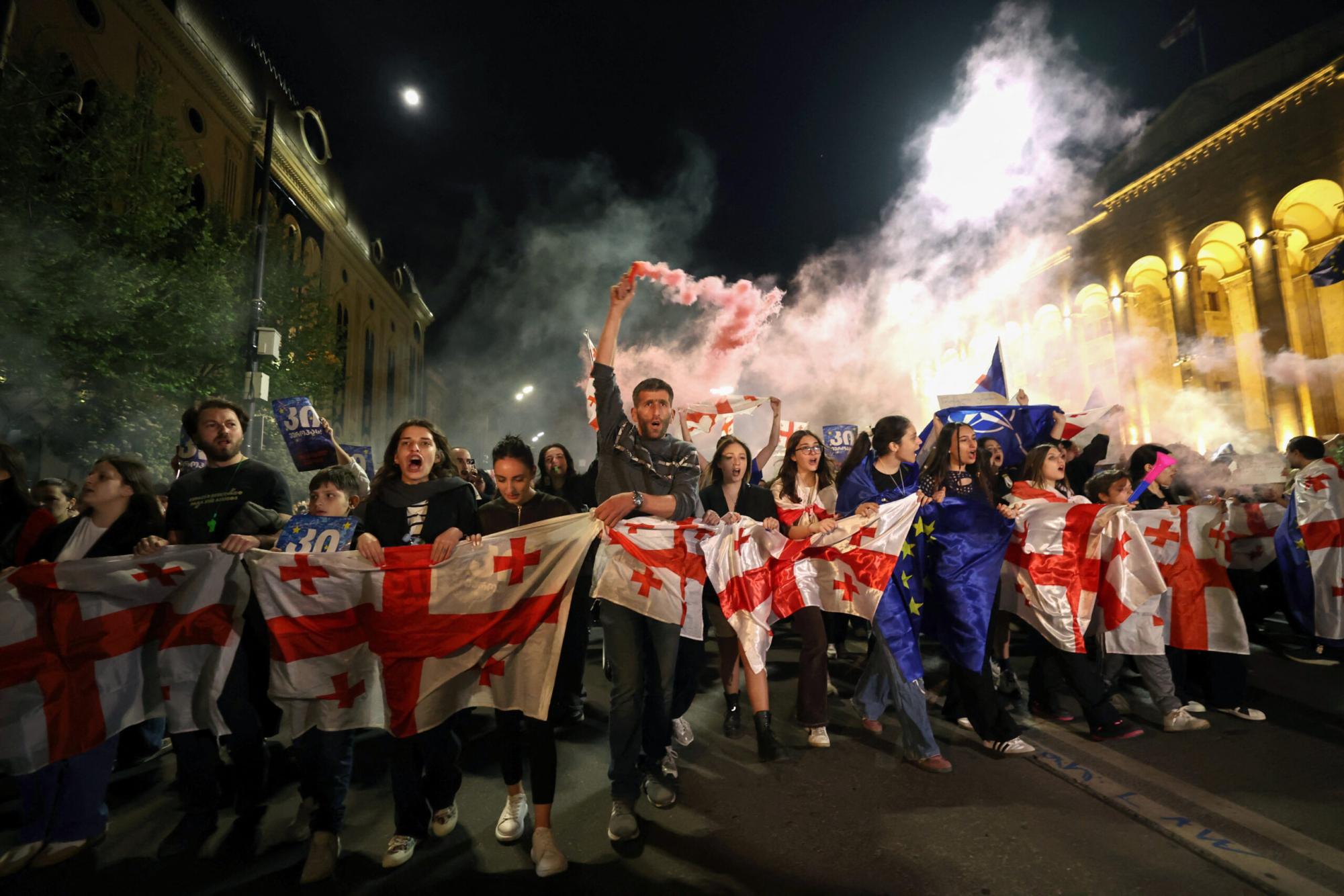 Georgians protest on the streets of their capital city after a rigged election.