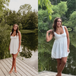 The expectation (left) versus reality (right) of shooting senior photos.