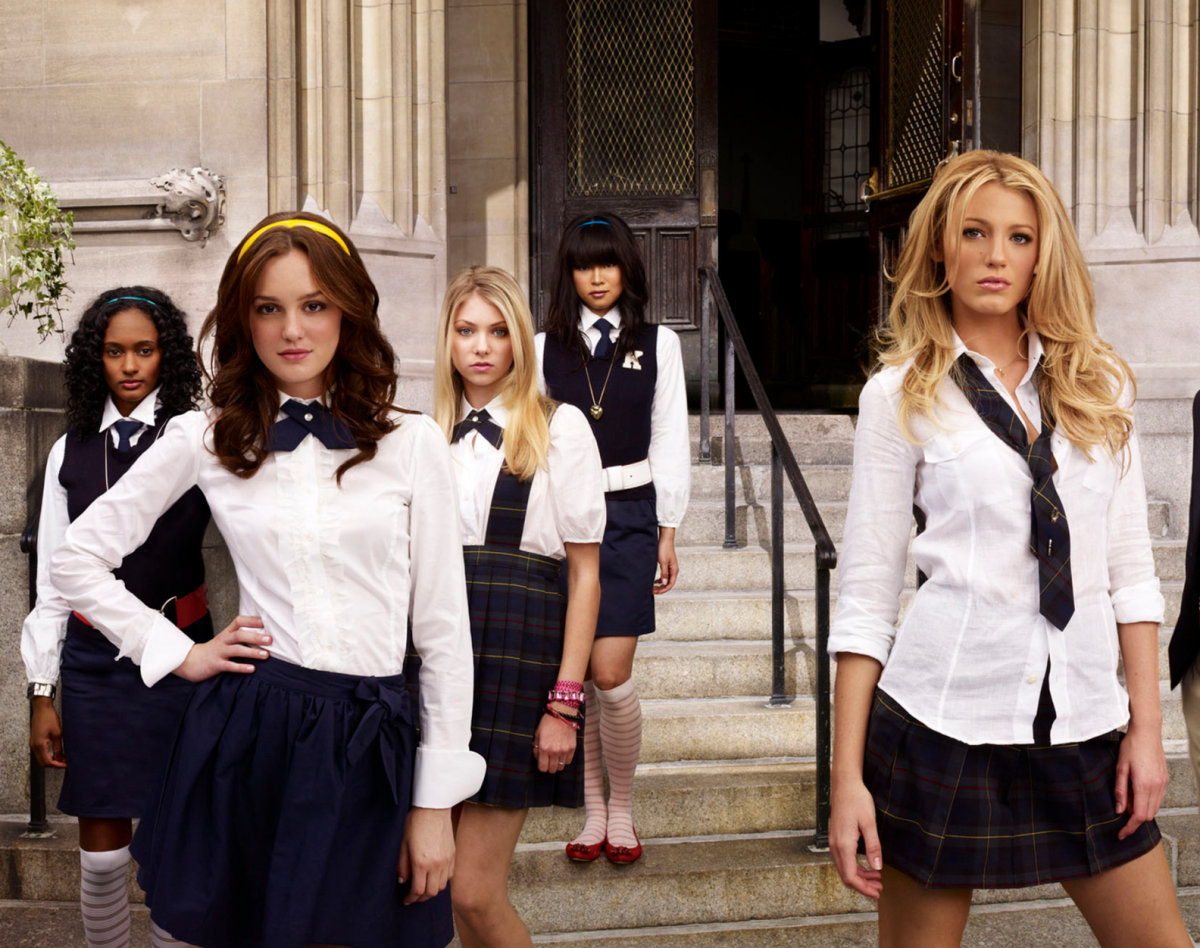 The Gossip Girl school uniform that no high school would ever actually let their students wear but is still adorable.