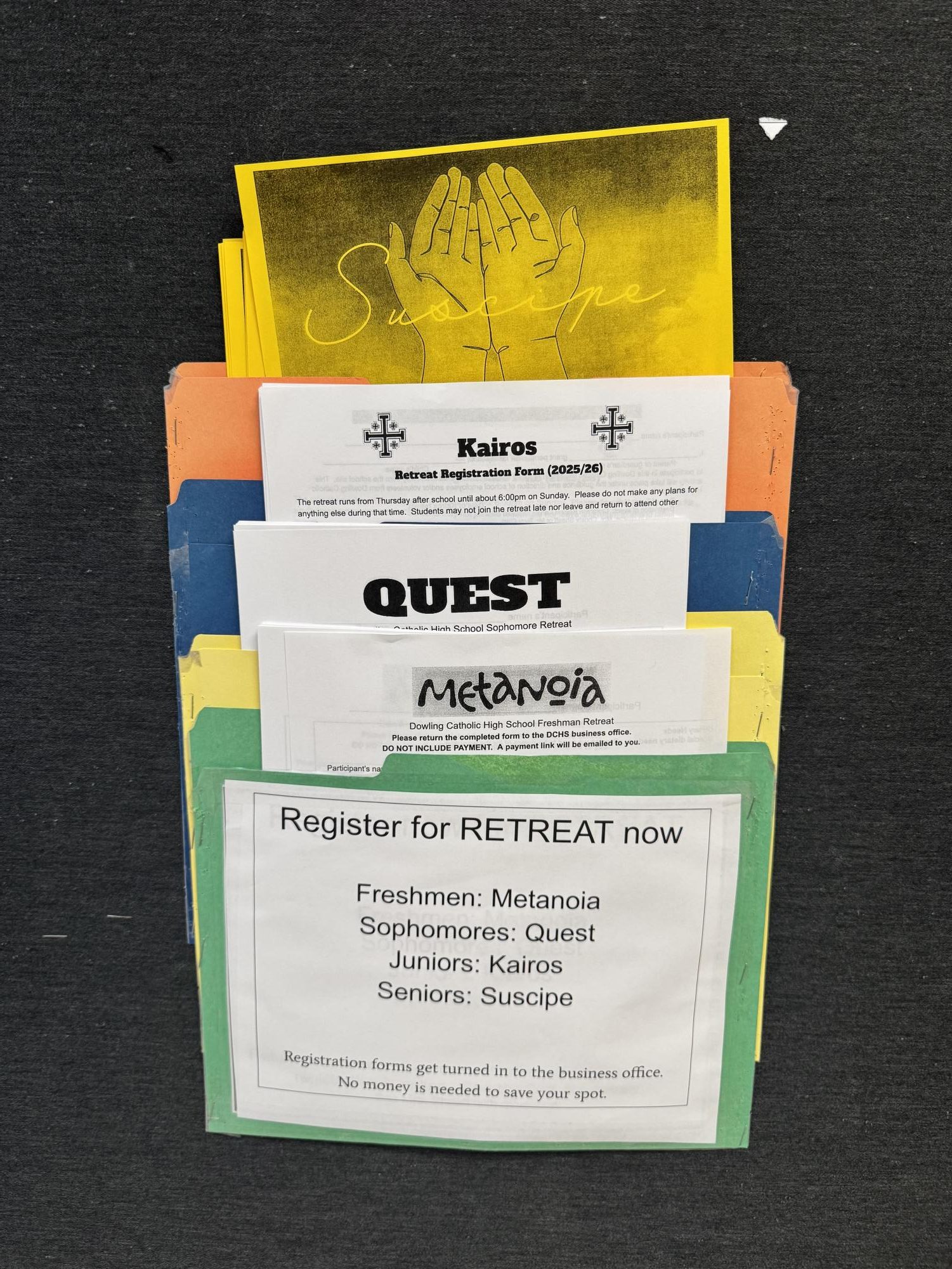 Outside of the 600's hallway where you can grab a retreat form to sign up.