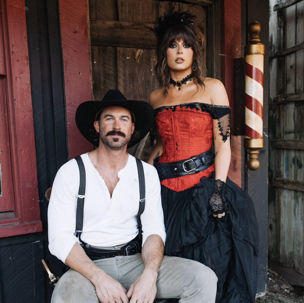 Ella Langley and Riley Green at the filming of their "You Look Like You Love Me" music video.