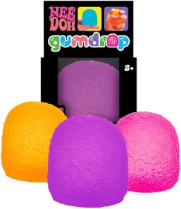 Three Needoh Gumdrops in a variety of colors. 