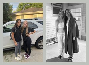 My first day of freshman year at Dowling and her first day of sophomore year to summer of 2025 when she graduated.